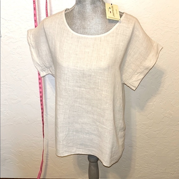 TERZO MILLENNIO Elegant Light taupe Pure Linen Top. From Italy. Sz. Small loose - Picture 1 of 14
